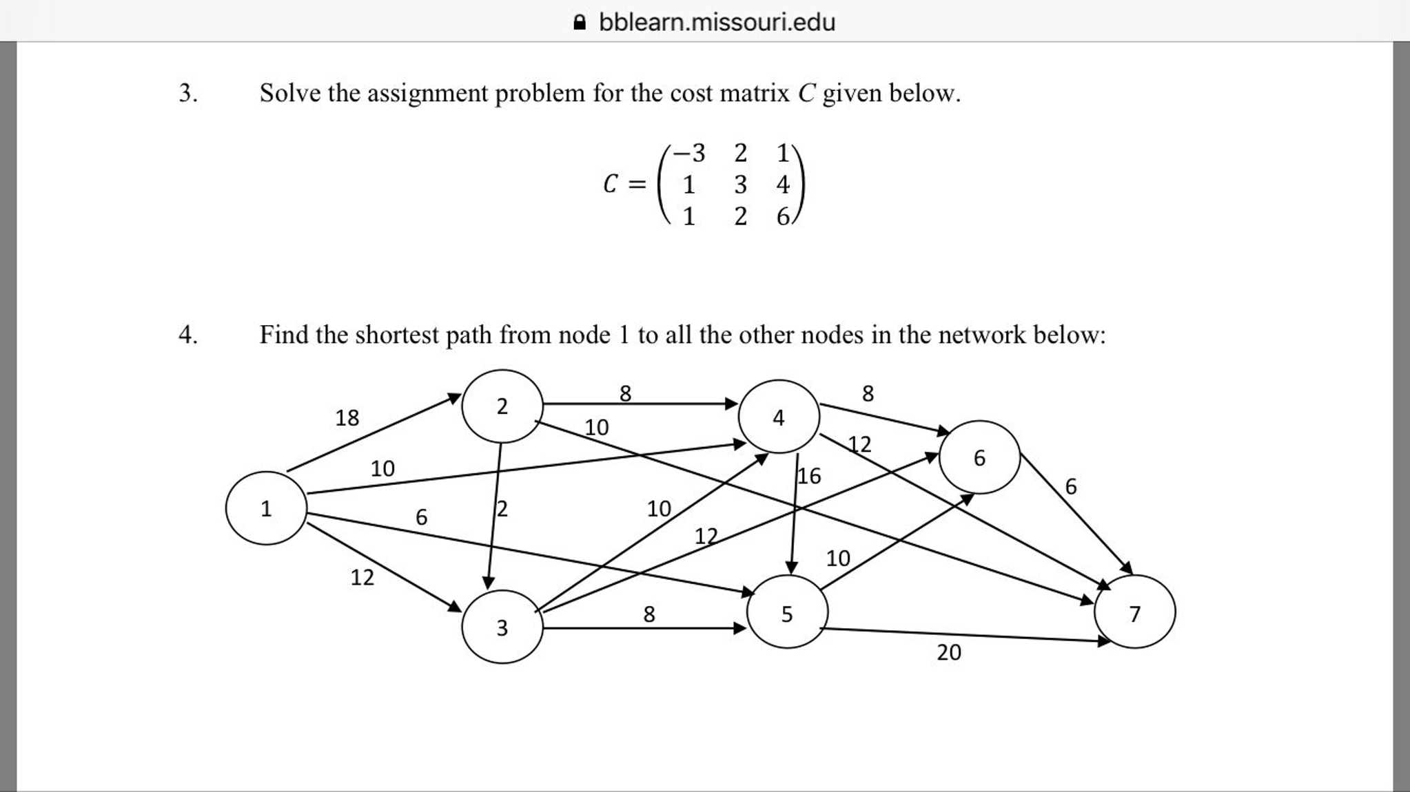 cost matrix assignment problem