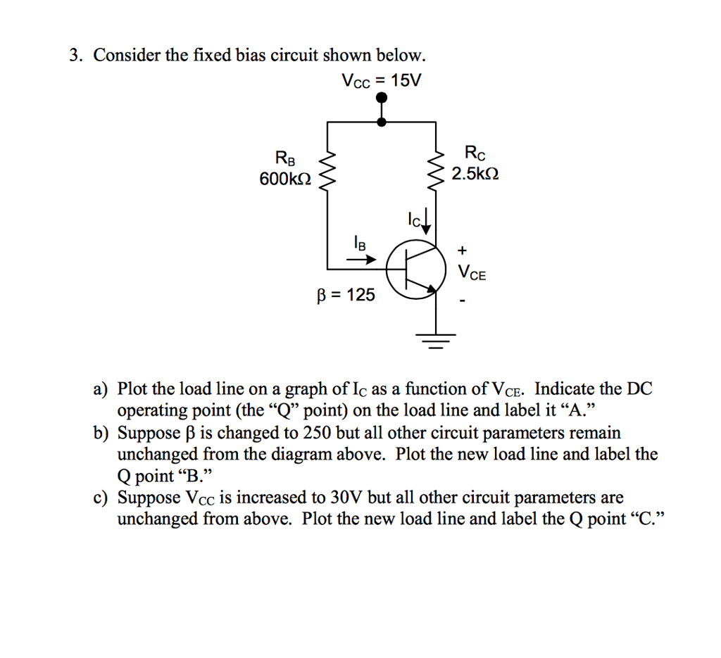 Solved 3. Consider The Fixed Bias Circuit Shown Below Voc = | Chegg.com