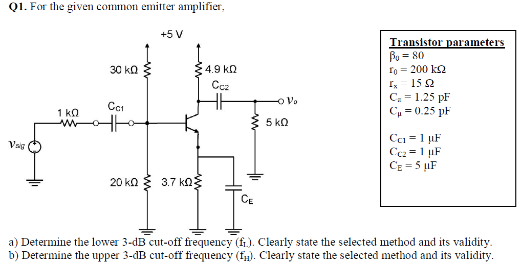 Solved For The Given Common Emitter Amplifier. Determine | Chegg.com