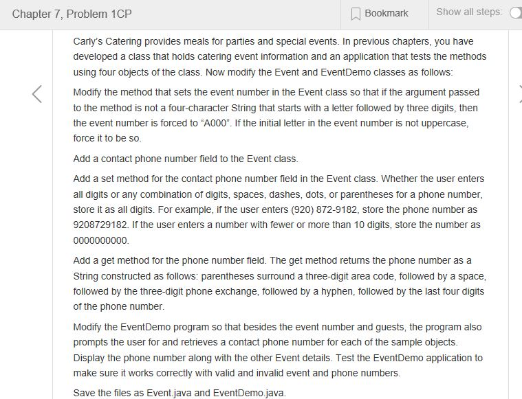 Carly's Catering provides meals for parties and | Chegg.com