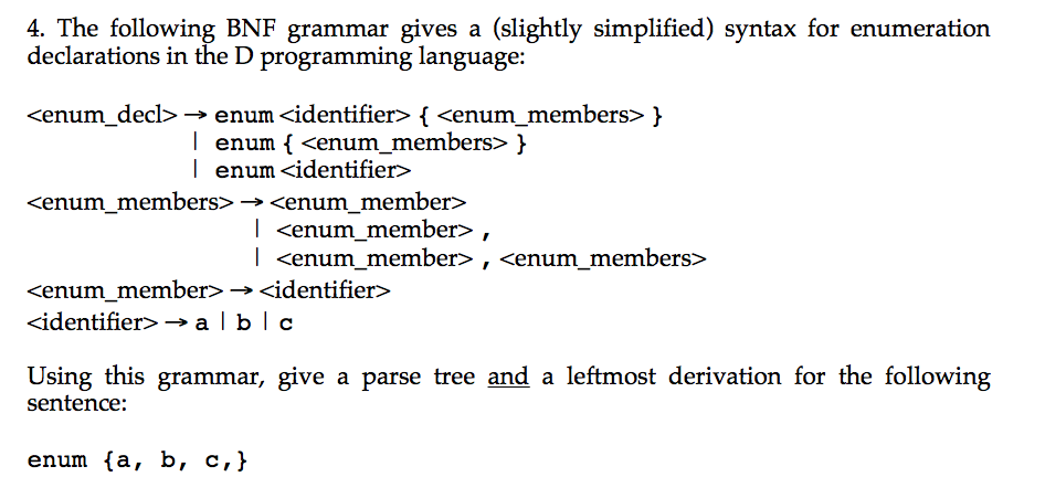 Solved 4 The Following BNF Grammar Gives A Slightly Chegg Com   PhpTrhDJo 