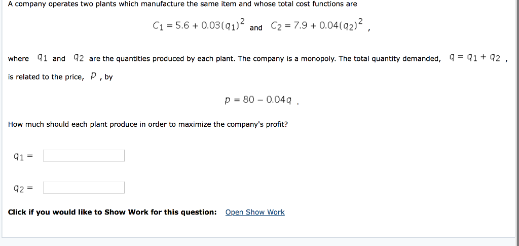 solved-a-company-operates-two-plants-which-manufacture-the-chegg