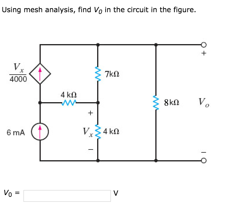 Solved Using mesh analysis, find V0 in the circuit in the | Chegg.com