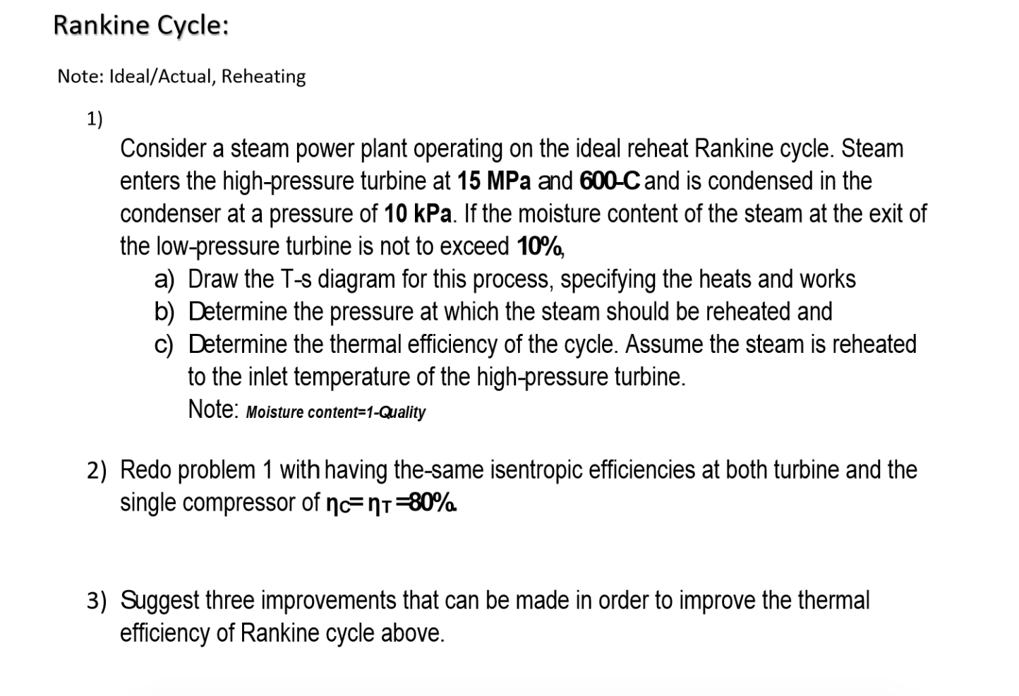Solved Consider A Steam Power Plant Operating On The Idea Chegg