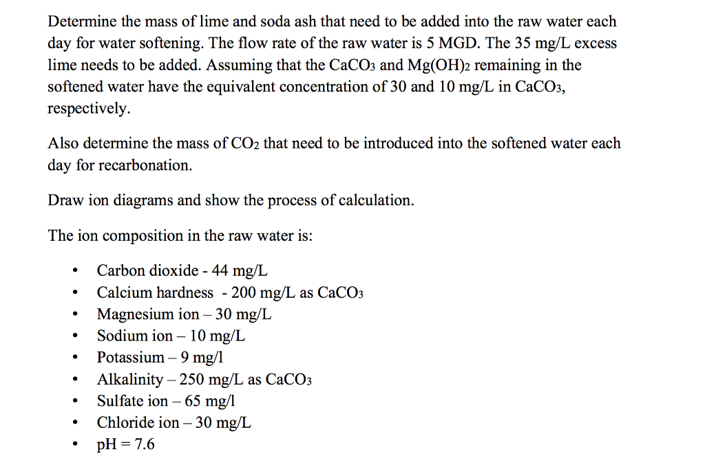 Solved Determine the mass of lime and soda ash that need to | Chegg.com