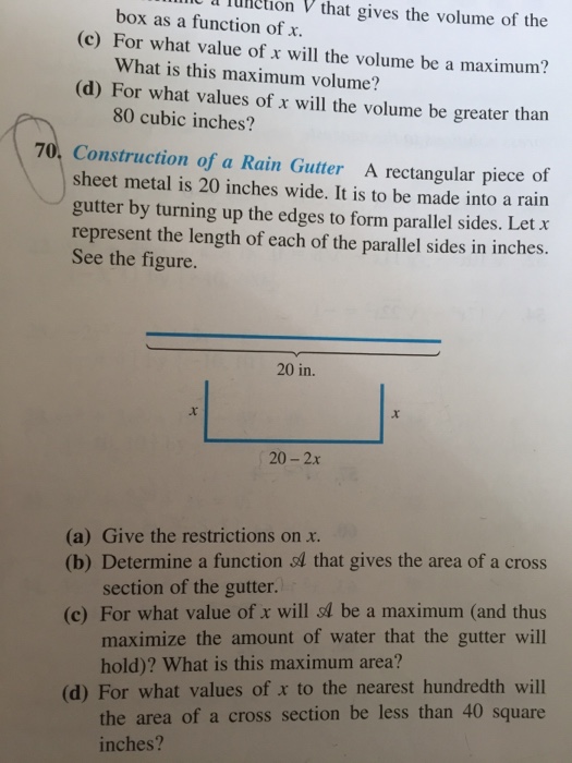 Solved For what value of.v will the volume be a maximum?