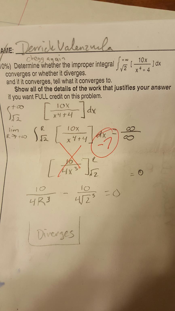 Solved Determine Whether The Improper Integral | Chegg.com