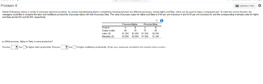 Solved Problem 8 Question Help * Mariah Enterprises Makes A 