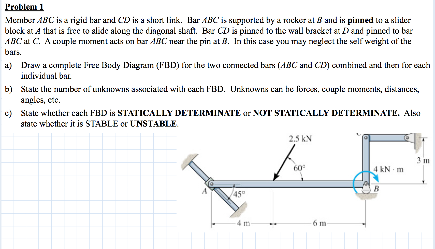 Solved Member ABC is a rigid bar and CD is a short link. Bar | Chegg.com