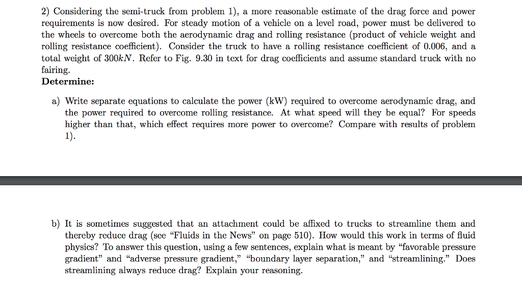 Solved Considering the semi-truck from problem 1), a more | Chegg.com