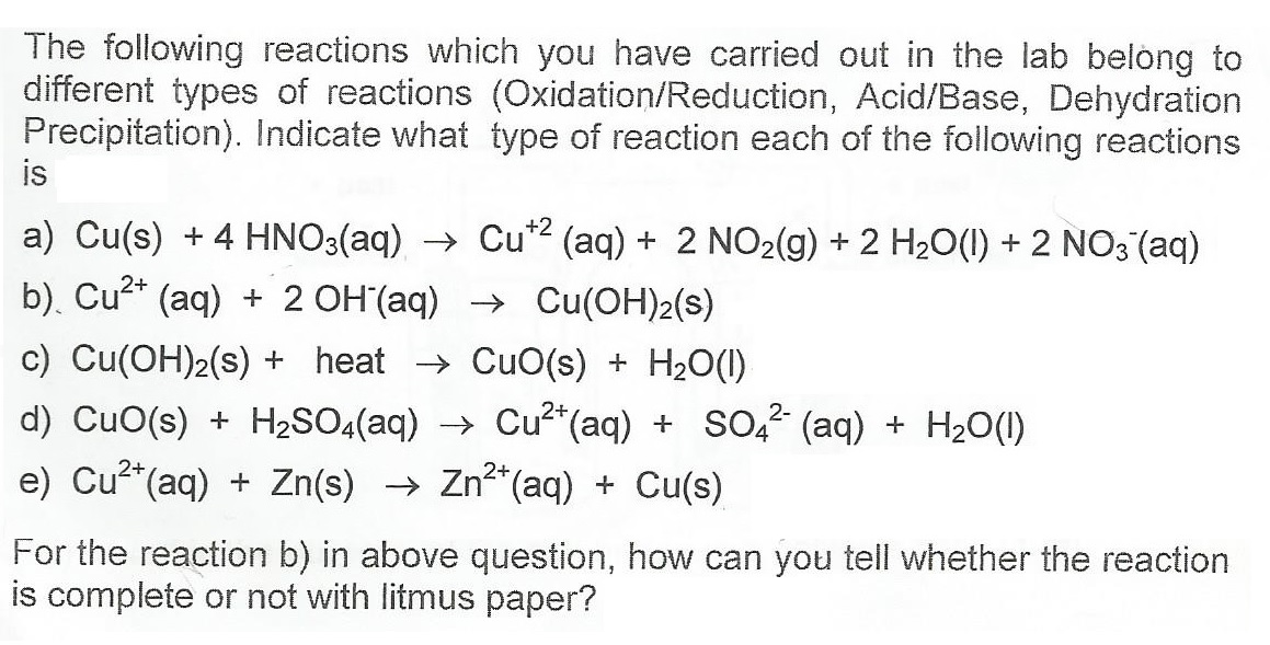 Solved The Following Reactions Which You Have Carried Out In | Chegg.com