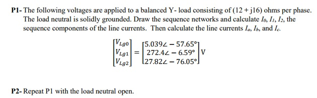 Solved P1- The following voltages are applied to a balanced | Chegg.com