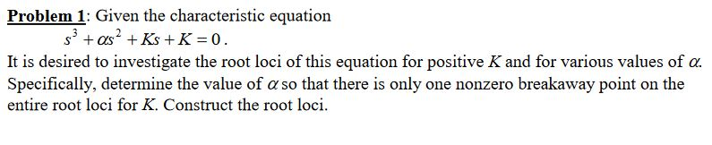 Solved Problem 1: Given the characteristic equation It is | Chegg.com