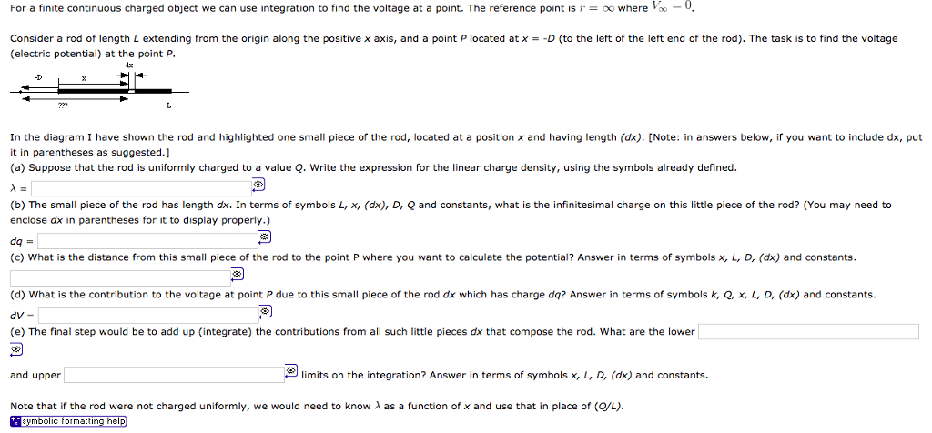 Solved For a finite continuous charged object we can use | Chegg.com