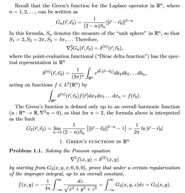 Solved Recall that the Green's function for the Laplace | Chegg.com