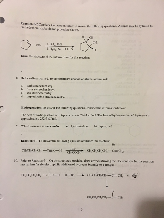 Solved Reaction 8-2 Consider the reaction below to answer | Chegg.com