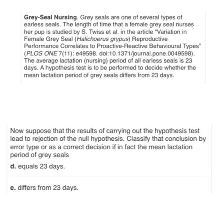 Solved Grey-Seal Nursing Grey seals are one of several types | Chegg.com