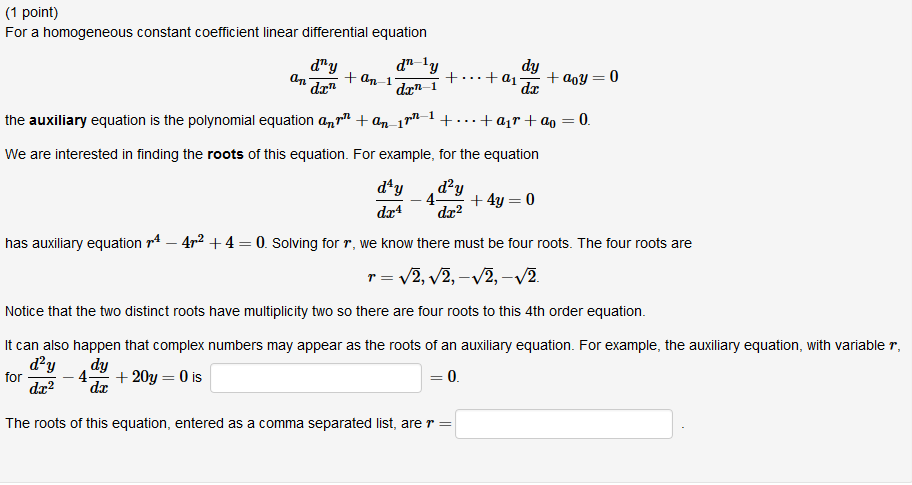 Solved For a homogeneous constant coefficient linear | Chegg.com