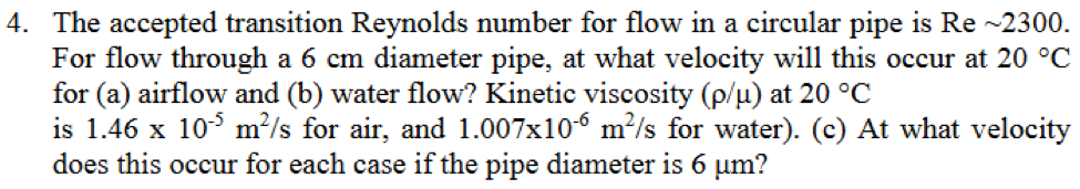 Solved The accepted transition Reynolds number for flow in a | Chegg.com
