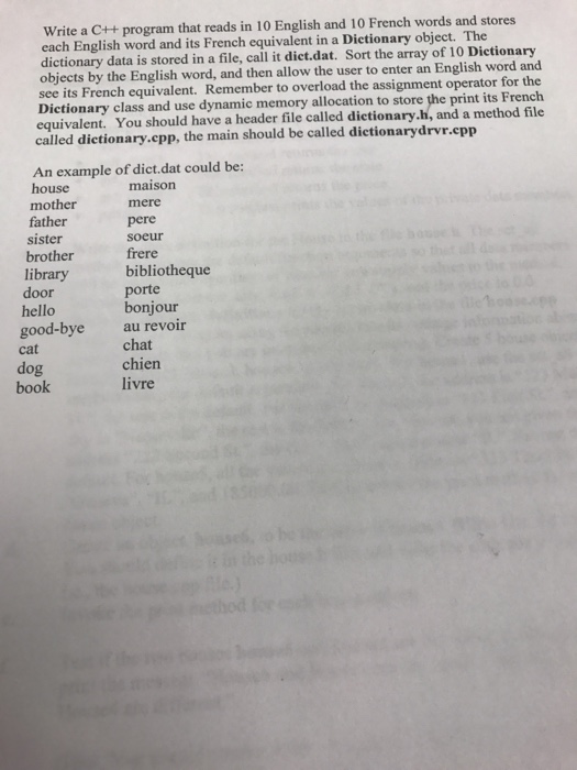 Solved Write a C++ program that reads in 10 English and 10 | Chegg.com