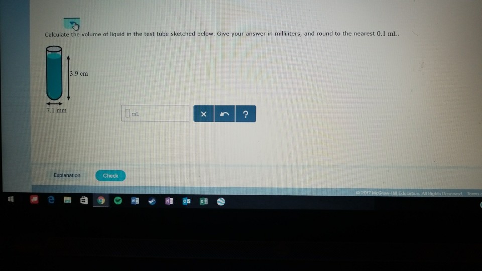 Solved Calculate the volume of liquid in the test tube