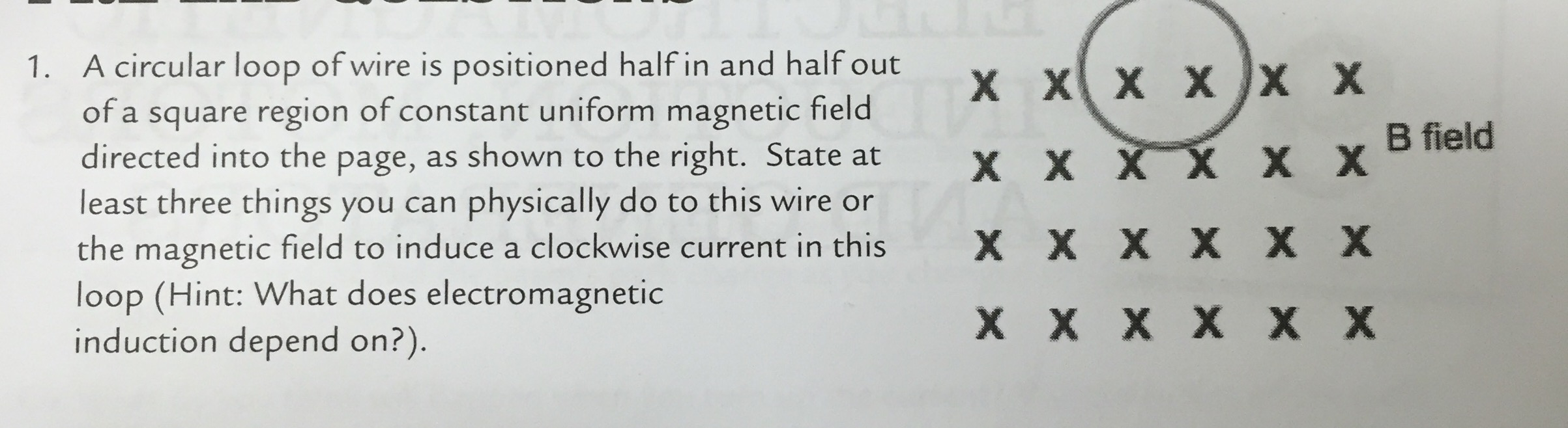 Solved A circular loop of wire is positioned half in and | Chegg.com