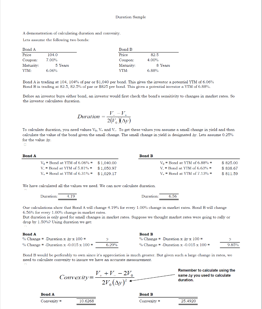 Solved Duration Sample A demonstration of calculating | Chegg.com