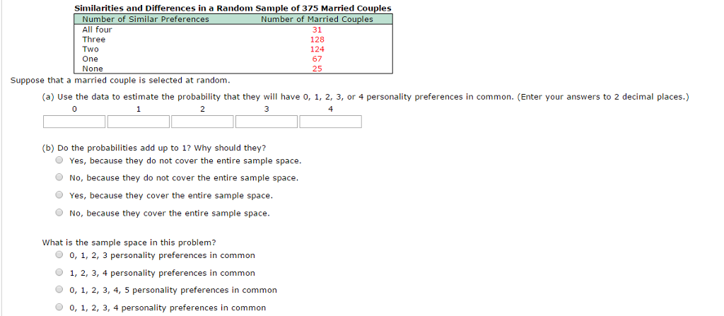 Solved Suppose that a married couple is selected at random. | Chegg.com