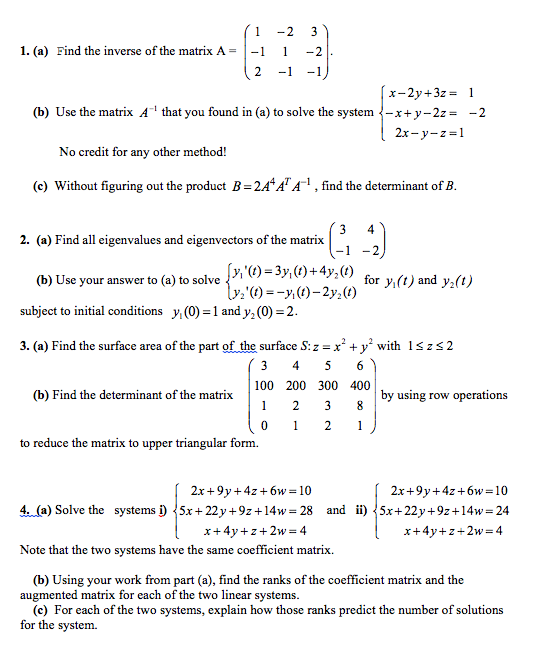 Solved Find The Inverse Of The Matrix A = (1 -2 3 -1 1 -2 | Chegg.com