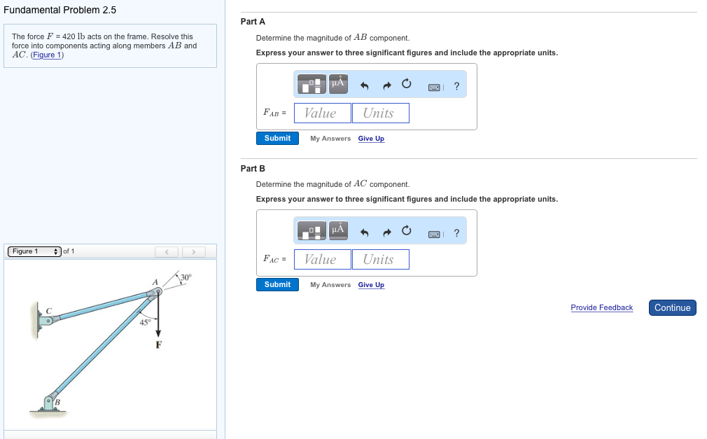 Solved Fundamental Problem 2.5 Part A The force F 420 lb | Chegg.com