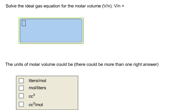 Solved Solve The Ideal Gas Equation For The Molar Volume 6911