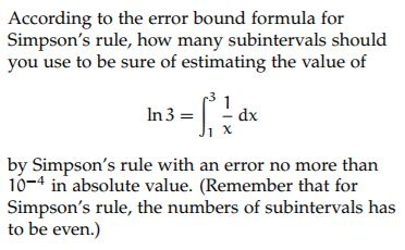 Solved According to the error bound formula for Simpson's | Chegg.com