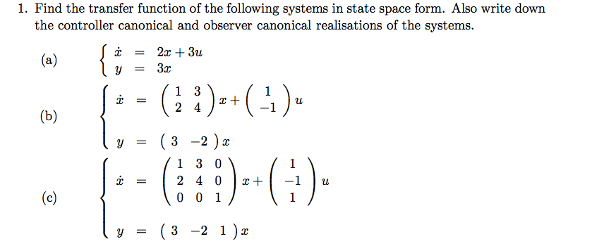 Solved Find the transfer function of the following systems | Chegg.com