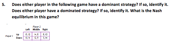 Solved Does either player in the following game have a | Chegg.com