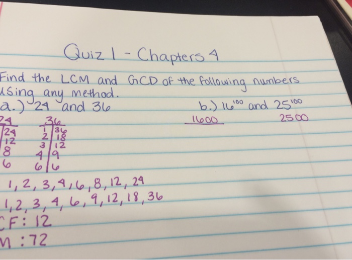 Solved Find The LCM And GCD Of The Following Numbers Using | Chegg.com