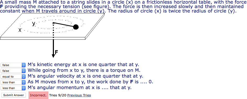 Solved A small mass M attached to a string slides in a | Chegg.com