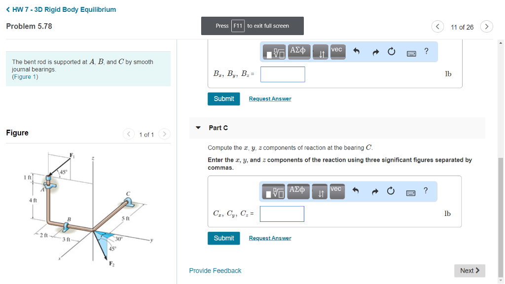 Solved HW 7-3D Rigid Body Equilibrium Problem 5.78 Press F11 | Chegg.com
