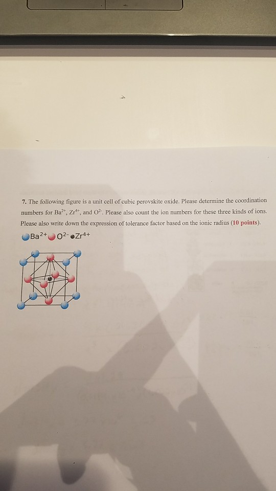 Solved 7. The following figure is a unit cell of cubic | Chegg.com