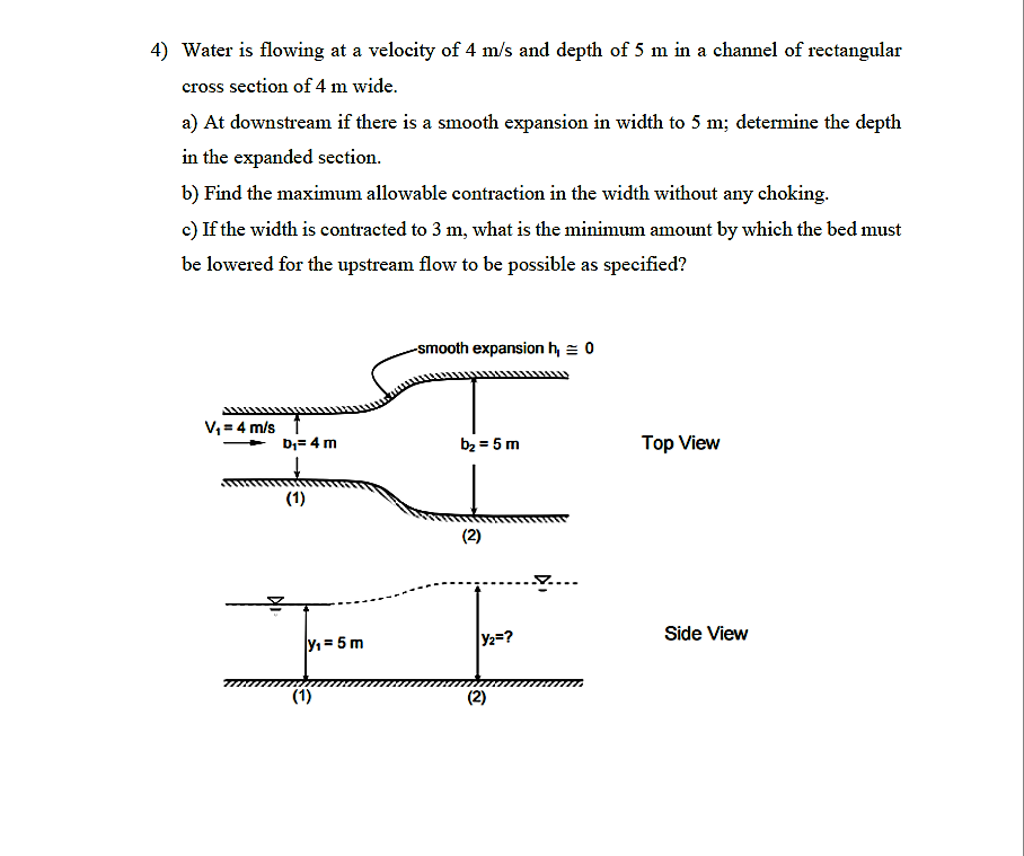 Solved Water is flowing at a velocity of 4 m/s and depth of | Chegg.com