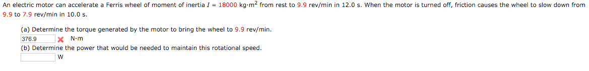 Solved An electric motor can accelerate a Ferris wheel of | Chegg.com