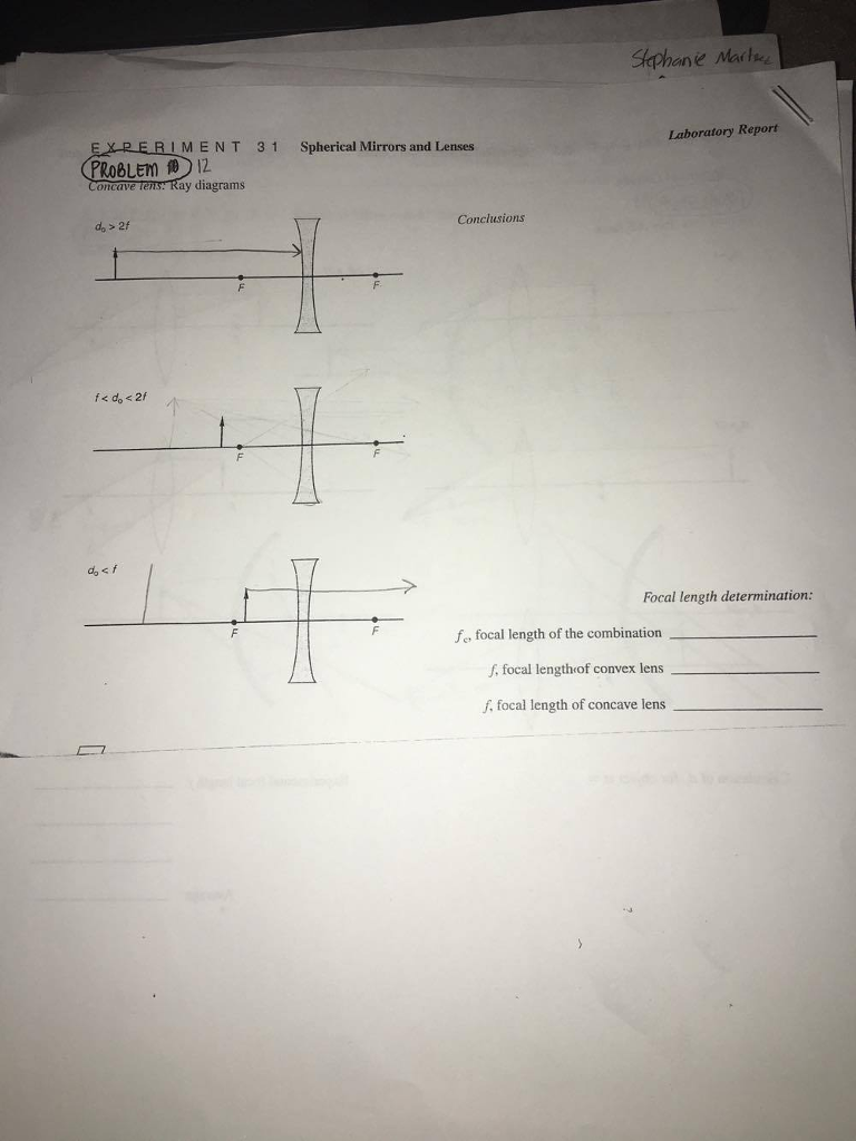 Solved EXRERIMENT Laboratory Report 31 Spherical Mirrors and