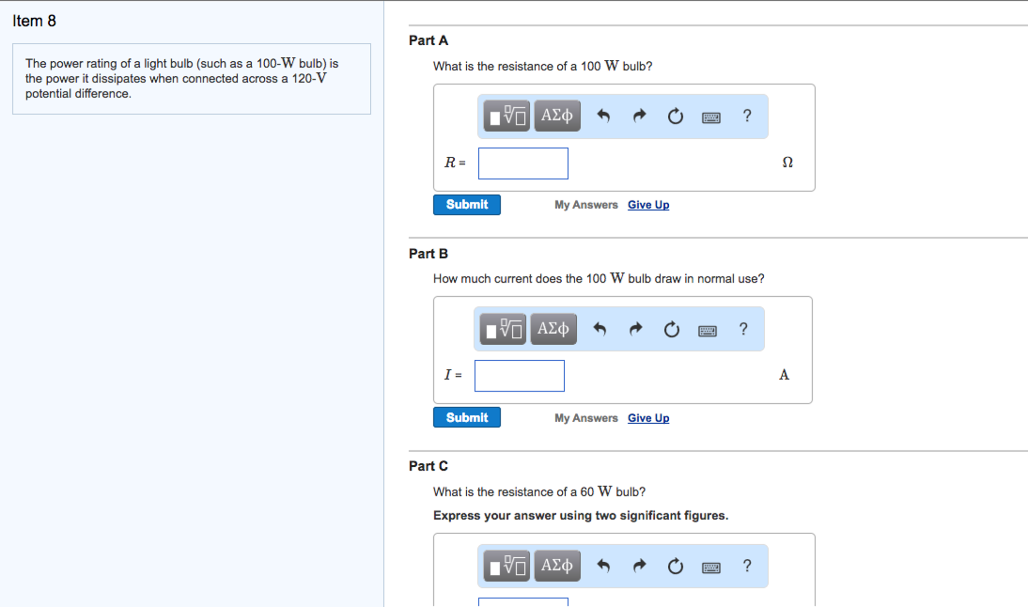 Solved The power rating of a light bulb (such as a 100W