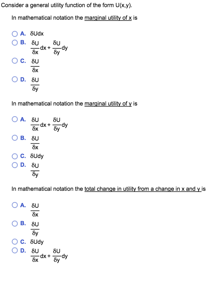 Solved Consider a general utility function of the form U(x, | Chegg.com