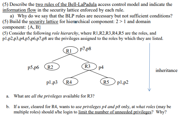 Solved (5) Describe the two rules of the Bell-LaPadula | Chegg.com