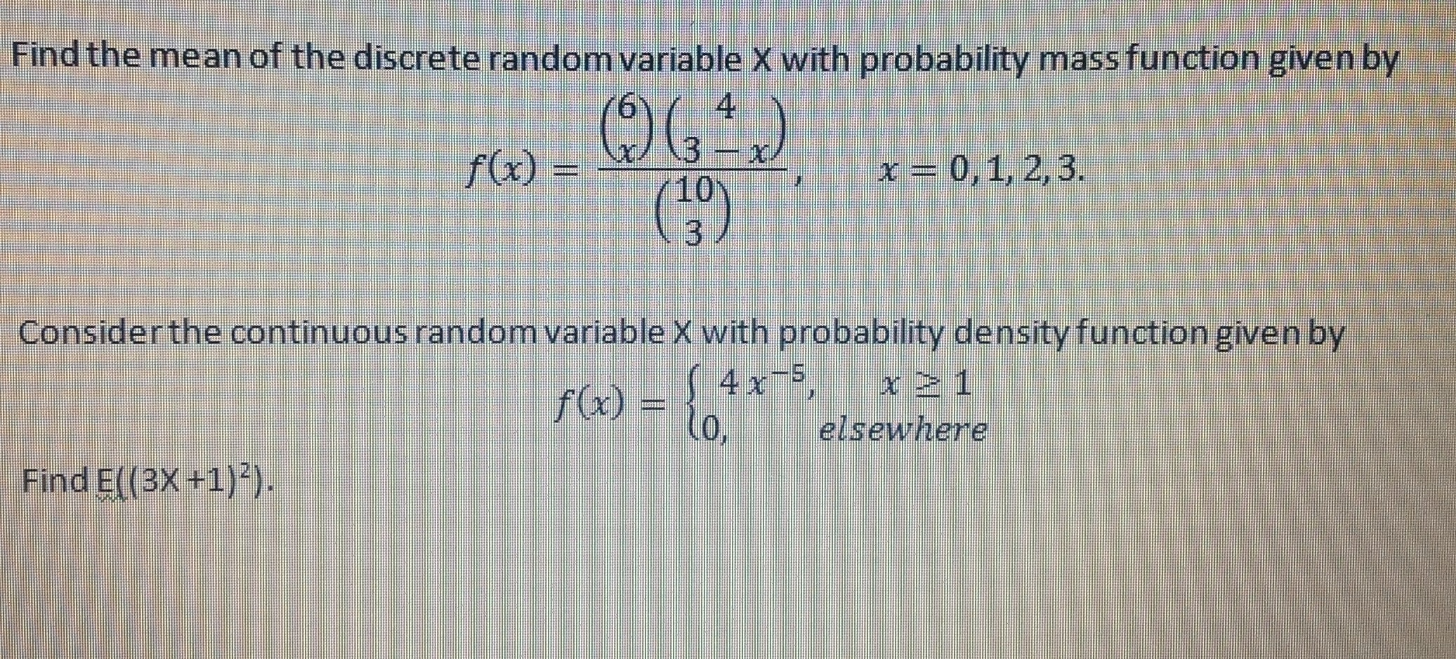 solved-find-the-mean-of-the-discrete-random-variable-x-with-chegg