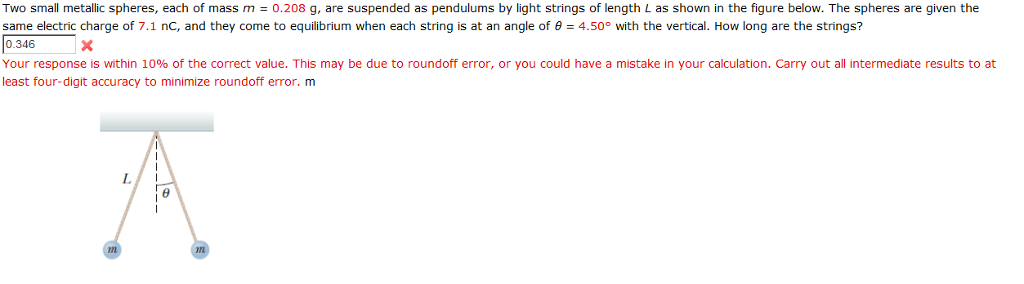 Solved Two small metallic spheres, each of mass m = 0.208 g, | Chegg.com