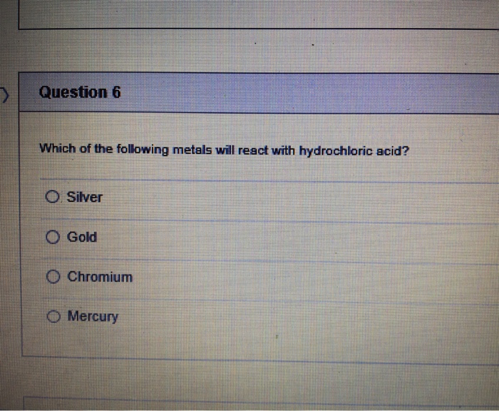 Solved Which of the following metals will read with