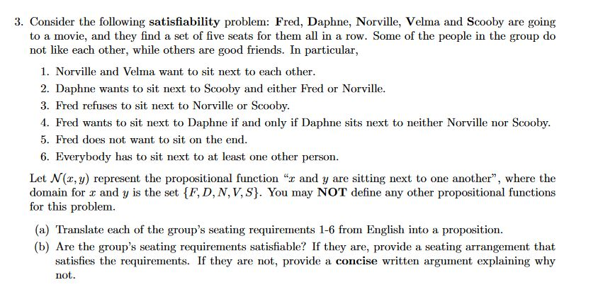 Solved Consider the following satisfiability problem Fred