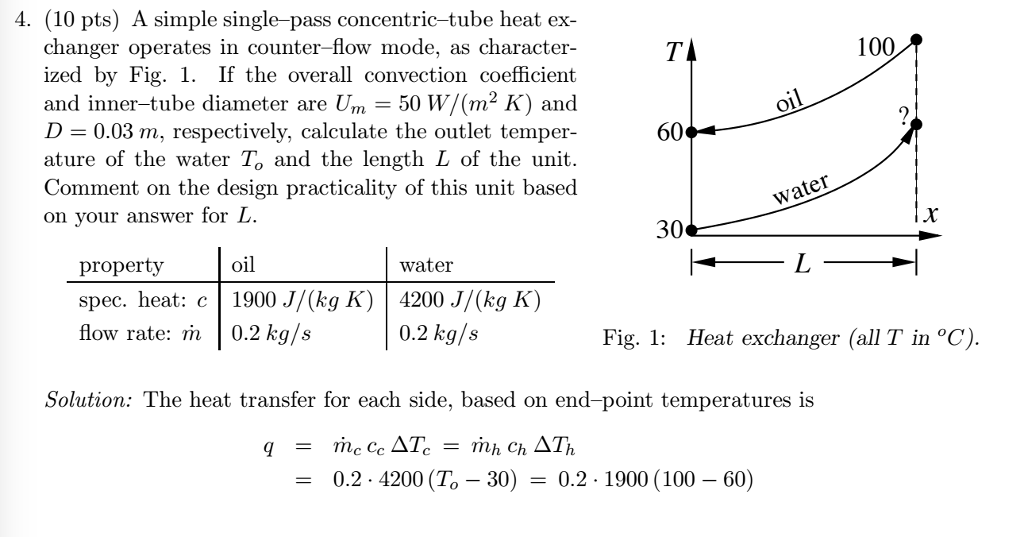 Solved A Simple Single-pass Concentric-tube Heat Exchanger | Chegg.com