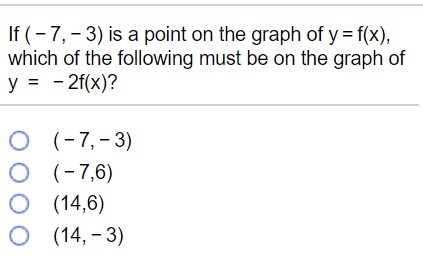 Solved If (-7, 3) is a point on the graph of y f(x), which | Chegg.com